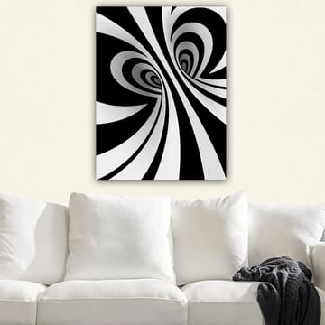 Canvastavla 70x100 cm - Abstrakt svartvitt mönster med svängande linjer som skapar en illusion av djup - Svart / Vitt / Grått - Inredning - Tavlor & posters - Canvastavla