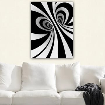Canvastavla 70x100 cm - Abstrakt svartvitt mönster med svängande linjer som skapar en illusion av djup - Svart / Vitt / Grått - Inredning - Tavlor & posters - Canvastavla