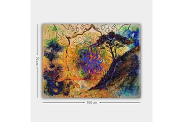 Canvastavla 70x100 cm - Abstrakt träd med spiraler och färgglada mönster i en drömliknande komposition - Blå / Orange / Lila - Inredning - Tavlor & posters - Canvastavla