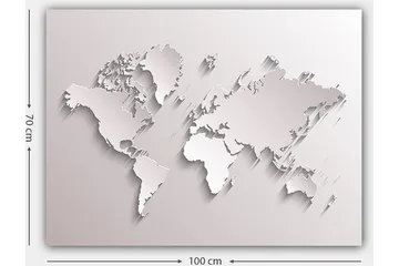 Canvastavla 70x100 cm - Abstrakt världskarta i skulptural stil - Vit / Ljusgrå - Inredning - Tavlor & posters - Canvastavla