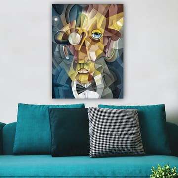 Canvastavla 70x100 cm - Abstrakt porträtt av en man med en elegant kostym och en uttrycksfull blick - Guld / Blå / Beige - Inredning - Tavlor & posters - Canvastavla