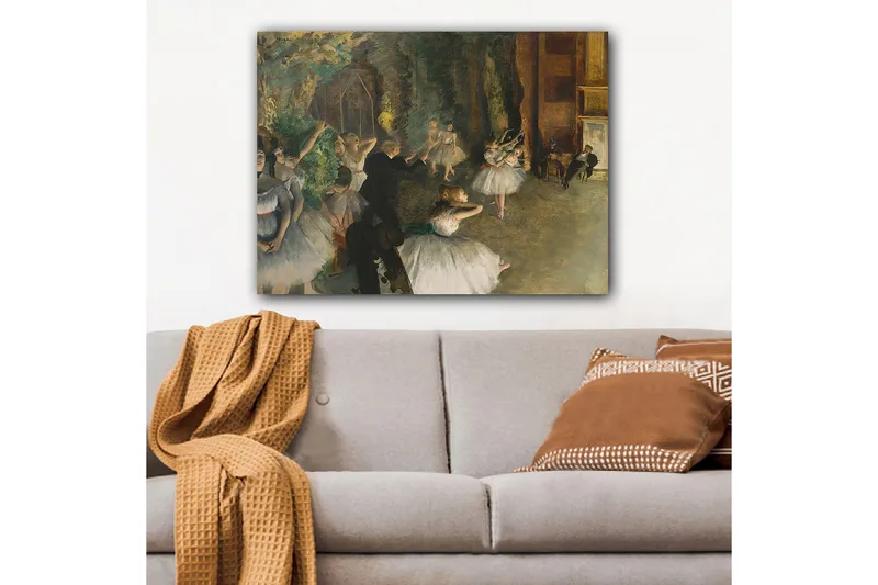 Canvastavla 70x100 cm - Balettföreställning med dansande ballerinas i fokus - Vit / Grön / Brun - Inredning - Tavlor & posters - Canvastavla