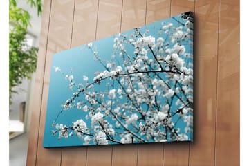 Canvastavla 70x100 cm - Blommande grenar mot en klar, blå bakgrund - Vit / Ljusblå - Inredning - Tavlor & posters - Canvastavla