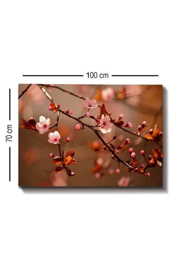 Canvastavla 70x100 cm - Blommande körsbärsgrenar med rosa blommor och knoppar - Rosa / Brun / Mörkröd - Inredning - Tavlor & posters - Canvastavla
