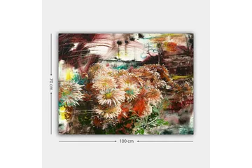 Canvastavla 70x100 cm - Bukett av blommor i olika nyanser av rosa och orange - Rosa / Orange / Grön - Inredning - Tavlor & posters - Canvastavla