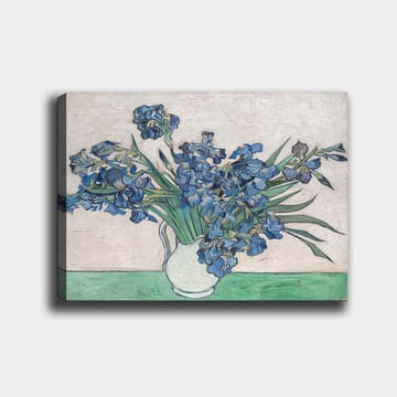 Canvastavla 70x100 cm - Bukett av irisblommor i en vit vas - Blå / Grön - Inredning - Tavlor & posters - Canvastavla