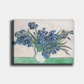 Canvastavla 70x100 cm - Bukett av irisblommor i en vit vas - Blå / Grön - Inredning - Tavlor & posters - Canvastavla