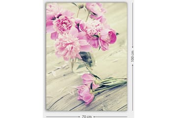 Canvastavla 70x100 cm - Bukett med rosa pioner i en glasvas - Rosa / Grön - Inredning - Tavlor & posters - Canvastavla