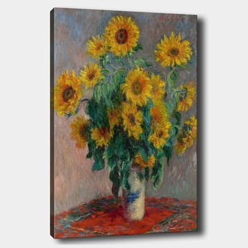 Canvastavla 70x100 cm - Bukett med solrosor i en vas - Gult / Grönt / Rött - Inredning - Tavlor & posters - Canvastavla