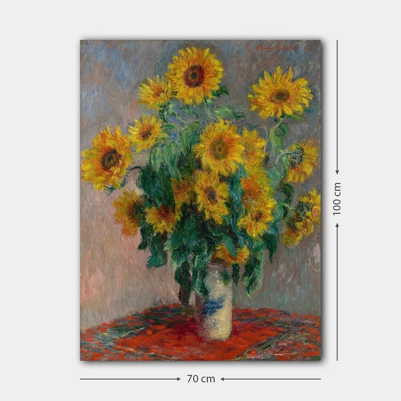 Canvastavla 70x100 cm - Bukett med solrosor i en vas - Gult / Grönt / Rött - Inredning - Tavlor & posters - Canvastavla