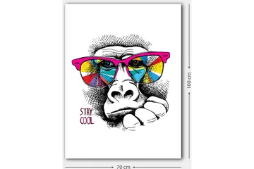 Canvastavla 70x100 cm - Cool gorilla med färgglada solglasögon som uttrycker en avslappnad attityd - Rosa / Gul / Blå - Inredning - Tavlor & posters - Canvastavla