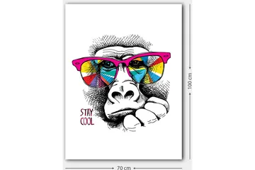 Canvastavla 70x100 cm - Cool gorilla med färgglada solglasögon som uttrycker en avslappnad attityd - Rosa / Gul / Blå - Inredning - Tavlor & posters - Canvastavla