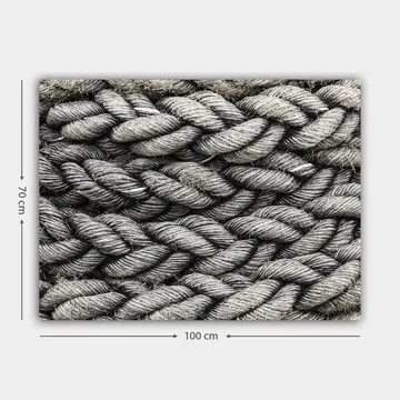 Canvastavla 70x100 cm - Detaljerad närbild av flätat rep med en textur som framhäver dess struktur och materialitet - Grå / Svart - Inredning - Tavlor & posters - Canvastavla