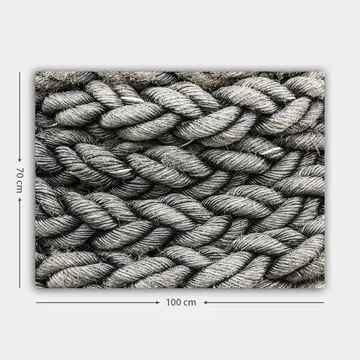 Canvastavla 70x100 cm - Detaljerad närbild av flätat rep med en textur som framhäver dess struktur och materialitet - Grå / Svart - Inredning - Tavlor & posters - Canvastavla