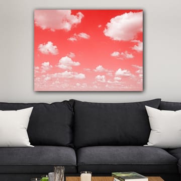 Canvastavla 70x100 cm - Dramatisk himmel med vita moln mot en rödaktig bakgrund - Röd / Vit - Inredning - Tavlor & posters - Canvastavla