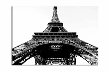 Canvastavla 70x100 cm - Dramatisk vy av Eiffeltornet sedd från marken uppåt - Svart / Vitt - Inredning - Tavlor & posters - Canvastavla