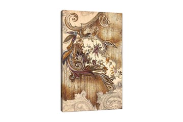 Canvastavla 70x100 cm - Elegant och detaljerad växtinspirerad dekoration med svängda former och blommönster - Guld / Brunt / Beige - Inredning - Tavlor & posters - Canvastavla