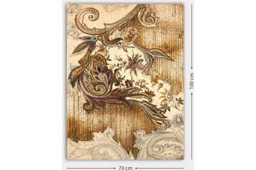 Canvastavla 70x100 cm - Elegant och detaljerad växtinspirerad dekoration med svängda former och blommönster - Guld / Brunt / Beige - Inredning - Tavlor & posters - Canvastavla