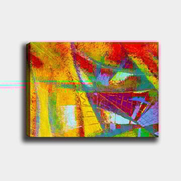 Canvastavla 70x100 cm - Ett abstrakt konstverk med livfulla färger och dynamiska former som skapar en känsla av rörelse - Röd / Gul / Blå - Inredning - Tavlor & posters - Canvastavla