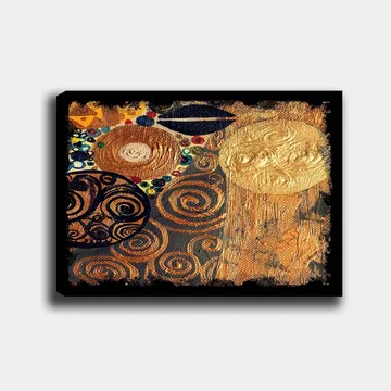 Canvastavla 70x100 cm - Ett abstrakt konstverk med spiraler och cirklar i guld och mörka nyanser - Guld / Svart / Brunt - Inredning - Tavlor & posters - Canvastavla