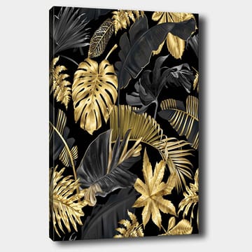 Canvastavla 70x100 cm - Ett stiliserat mönster av tropiska växter i guld och svart - Guld / Svart / Mörkgrön - Inredning - Tavlor & posters - Canvastavla