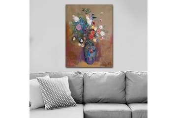 Canvastavla 70x100 cm - Färgglad bukett med blommor i en blå vas - Blå / Rosa / Grön - Inredning - Tavlor & posters - Canvastavla