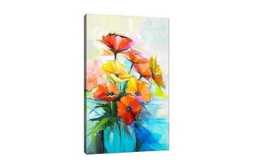 Canvastavla 70x100 cm - Färgglad bukett med blommor i olika nyanser av orange och gult - Orange / Gult / Grönt - Inredning - Tavlor & posters - Canvastavla