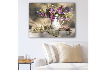 Canvastavla 70x100 cm - Färgglad bukett med blommor i olika nyanser - Beige / Lila / Brun - Inredning - Tavlor & posters - Canvastavla
