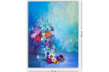 Canvastavla 70x100 cm - Färgglad bukett med blommor i olika nyanser - Blå / Lila / Röd - Inredning - Tavlor & posters - Canvastavla