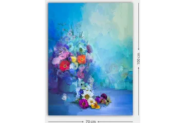 Canvastavla 70x100 cm - Färgglad bukett med blommor i olika nyanser - Blå / Lila / Röd - Inredning - Tavlor & posters - Canvastavla