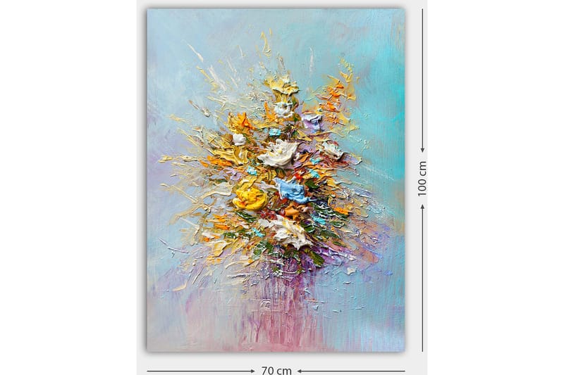 Canvastavla 70x100 cm - Färgglad bukett med blommor i olika nyanser - Gult / Orange / Blått - Inredning - Tavlor & posters - Canvastavla