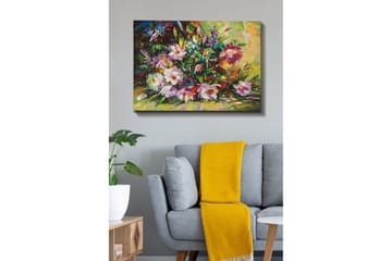 Canvastavla 70x100 cm - Färgglad bukett med blommor i olika nyanser - Lila / Grön / Rosa - Inredning - Tavlor & posters - Canvastavla