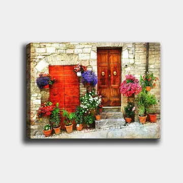 Canvastavla 70x100 cm - Färgglad bukett med blommor i olika nyanser - Röd / Grön / Beige - Inredning - Tavlor & posters - Canvastavla