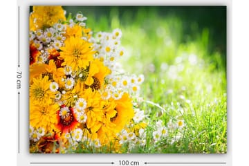 Canvastavla 70x100 cm - Färgglad bukett med gula blommor och vita prästkragar - Gult / Vitt / Orange - Inredning - Tavlor & posters - Canvastavla