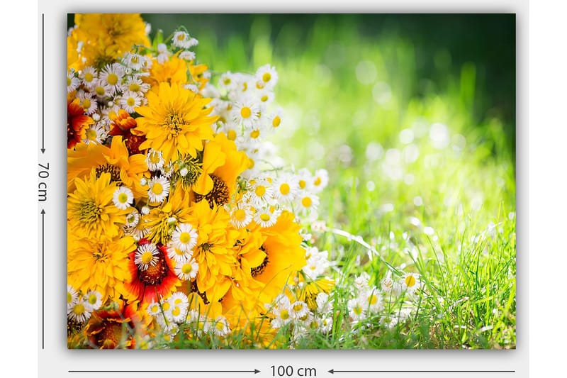 Canvastavla 70x100 cm - Färgglad bukett med gula blommor och vita prästkragar - Gult / Vitt / Orange - Inredning - Tavlor & posters - Canvastavla