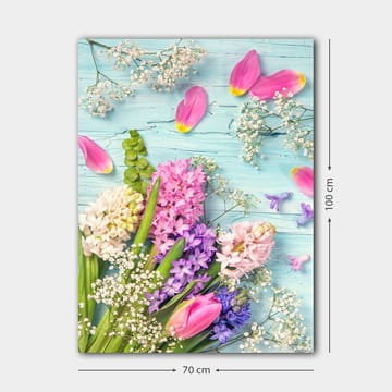 Canvastavla 70x100 cm - Färgglad bukett med tulpaner och hyacinter i olika nyanser - Rosa / Lila / Grön - Inredning - Tavlor & posters - Canvastavla