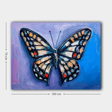 Canvastavla 70x100 cm - Färgglad fjäril med detaljerade mönster i vingar - Blå / Orange / Svart - Inredning - Tavlor & posters - Canvastavla