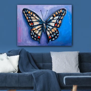 Canvastavla 70x100 cm - Färgglad fjäril med detaljerade mönster i vingar - Blå / Orange / Svart - Inredning - Tavlor & posters - Canvastavla