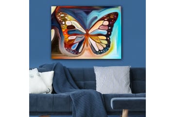 Canvastavla 70x100 cm - Färgglad fjäril med detaljerade vingar i olika nyanser - Orange / Blå / Vit - Inredning - Tavlor & posters - Canvastavla