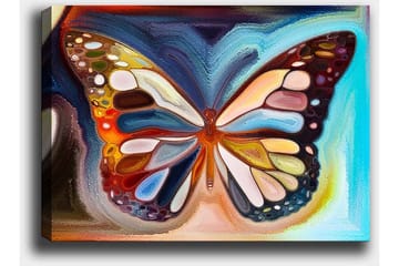 Canvastavla 70x100 cm - Färgglad fjäril med detaljerade vingar i olika nyanser - Orange / Blå / Vit - Inredning - Tavlor & posters - Canvastavla