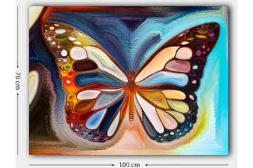 Canvastavla 70x100 cm - Färgglad fjäril med detaljerade vingar i olika nyanser - Orange / Blå / Vit - Inredning - Tavlor & posters - Canvastavla