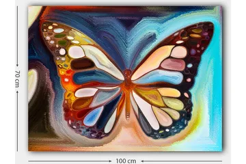 Canvastavla 70x100 cm - Färgglad fjäril med detaljerade vingar i olika nyanser - Orange / Blå / Vit - Inredning - Tavlor & posters - Canvastavla