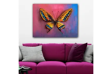 Canvastavla 70x100 cm - Färgglad fjäril med detaljerade vingar i orange och blått - Orange / Blå / Lila - Inredning - Tavlor & posters - Canvastavla
