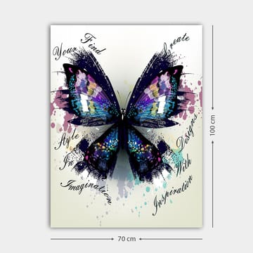 Canvastavla 70x100 cm - Färgglad fjäril med detaljerade vingar som symboliserar kreativitet och inspiration - Lila / Blå / Svart - Inredning - Tavlor & posters - Canvastavla