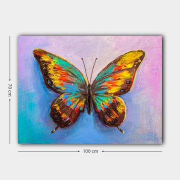 Canvastavla 70x100 cm - Färgglad fjäril med detaljerade vingar - Turkos / Gul / Röd - Inredning - Tavlor & posters - Canvastavla