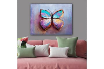 Canvastavla 70x100 cm - Färgglad fjäril med vackra mönster - Turkos / Lila / Orange - Inredning - Tavlor & posters - Canvastavla