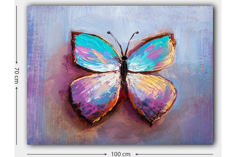 Canvastavla 70x100 cm - Färgglad fjäril med vackra mönster - Turkos / Lila / Orange - Inredning - Tavlor & posters - Canvastavla