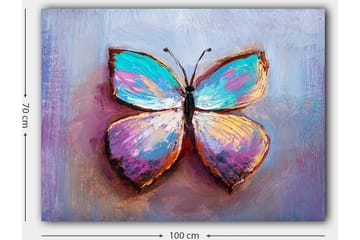 Canvastavla 70x100 cm - Färgglad fjäril med vackra mönster - Turkos / Lila / Orange - Inredning - Tavlor & posters - Canvastavla