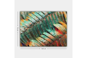 Canvastavla 70x100 cm - Färgglad komposition av ferns med varierande gröna och orange nyanser - Grön / Orange - Inredning - Tavlor & posters - Canvastavla