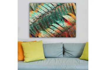 Canvastavla 70x100 cm - Färgglad komposition av ferns med varierande gröna och orange nyanser - Grön / Orange - Inredning - Tavlor & posters - Canvastavla